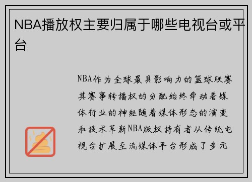 NBA播放权主要归属于哪些电视台或平台
